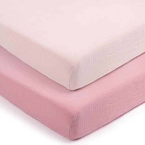 Lulu Moon Muslin Crib Sheets   Fitted Crib Mattress Sheets for Boys and Girl   28x 52  2 Pack