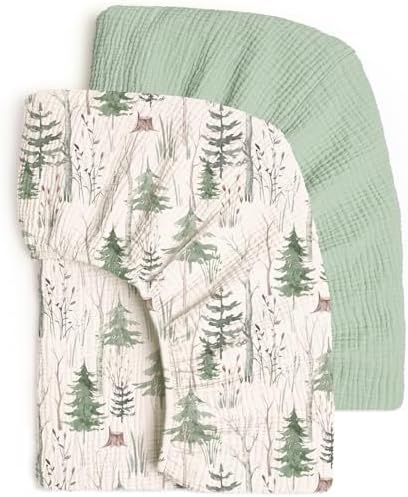 Lulu Moon Muslin Crib Sheets   Fitted Crib Mattress Sheets for Boys and Girl   28x 52  2 Pack