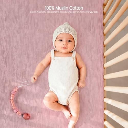Lulu Moon Muslin Crib Sheets   Fitted Crib Mattress Sheets for Boys and Girl   28x 52  2 Pack