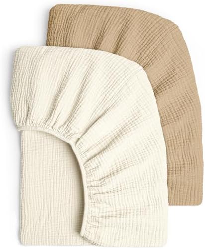 Lulu Moon Muslin Crib Sheets   Fitted Crib Mattress Sheets for Boys and Girl   28x 52  2 Pack