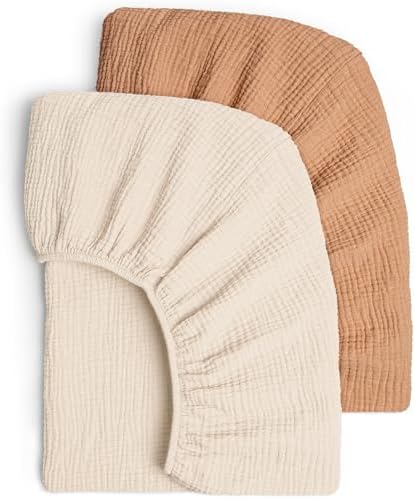 Lulu Moon Muslin Crib Sheets   Fitted Crib Mattress Sheets for Boys and Girl   28x 52  2 Pack