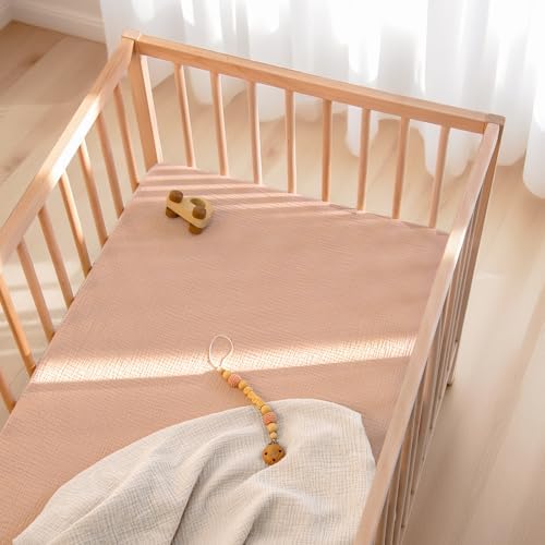 Lulu Moon Muslin Crib Sheets   Fitted Crib Mattress Sheets for Boys and Girl   28x 52  2 Pack