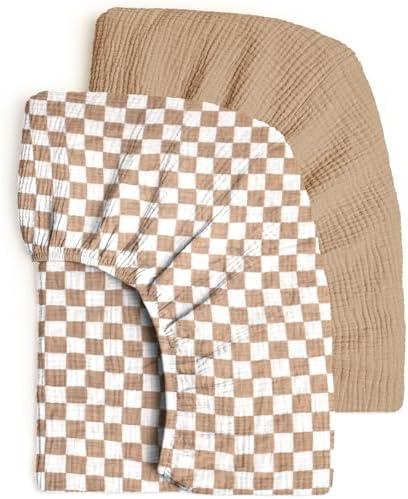 Lulu Moon Muslin Crib Sheets   Fitted Crib Mattress Sheets for Boys and Girl   28x 52  2 Pack