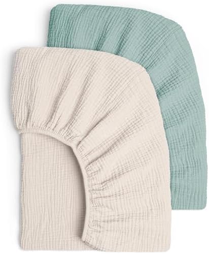 Lulu Moon Muslin Crib Sheets   Fitted Crib Mattress Sheets for Boys and Girl   28x 52  2 Pack