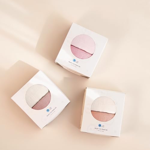 Lulu Moon Muslin Crib Sheets   Fitted Crib Mattress Sheets for Boys and Girl   28x 52  2 Pack