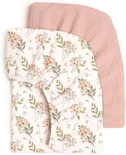 Lulu Moon Muslin Crib Sheets   Fitted Crib Mattress Sheets for Boys and Girl   28x 52  2 Pack