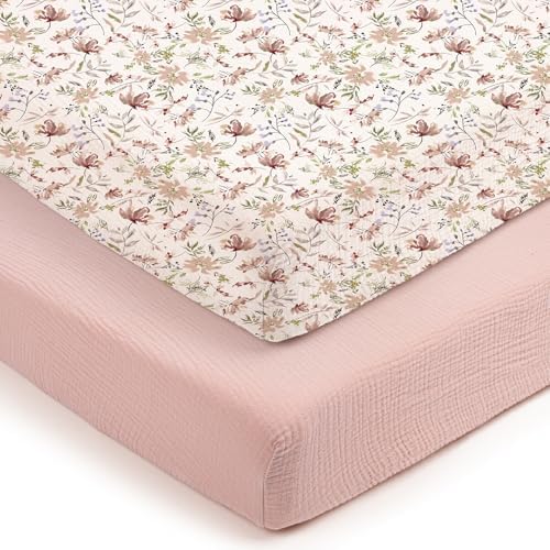 Lulu Moon Muslin Crib Sheets   Fitted Crib Mattress Sheets for Boys and Girl   28x 52  2 Pack