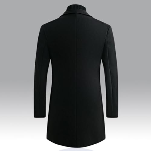 Lus Chic Mens Slim Fit Pea Coat Thick Overcoats Warm Trench Coats Single Breasted Outerwear Casual Business Dress Coat
