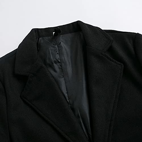 Lus Chic Mens Slim Fit Pea Coat Thick Overcoats Warm Trench Coats Single Breasted Outerwear Casual Business Dress Coat