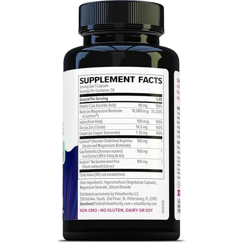 Lustriva Hair Growth Supplement for Women   Lustriva & DHT Blocker Vitamins for Thicker Fuller Locks Biotin Saw Palmetto Zinc & Copper   Reduce Shedding & Support Hair Loss for Men & Women 30 Capsules