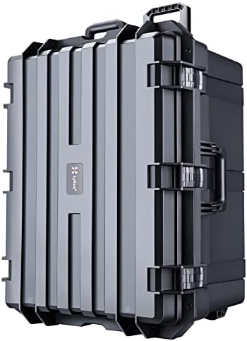 Lykus HC 5120 Waterproof Hard Case with Wheels and Customizable Foam  Interior Size 20 3x11 3x7 3 inch  Suitable for camera  lens  drone  mic  flashlight  projector  electronics  tools  and more