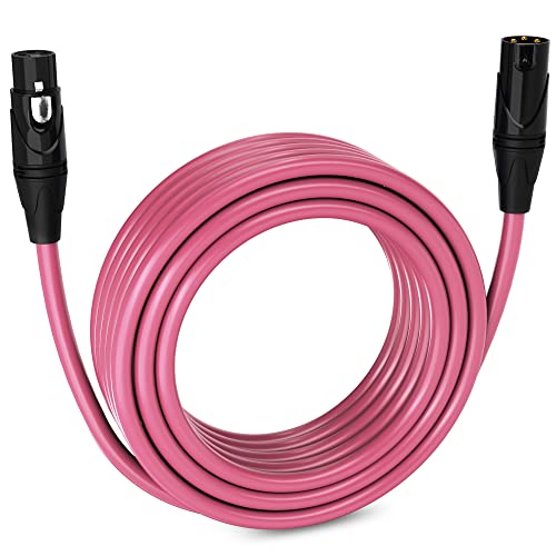 LyxPro 10 Feet XLR Microphone Cable Balanced Male to Female 3 Pin Mic Cord for Powered Speakers Audio Interface Professional Pro Audio Performance and Recording Devices   Pink