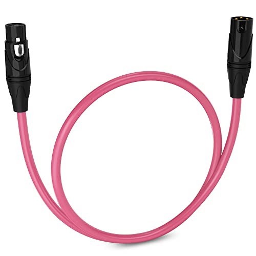 LyxPro 10 Feet XLR Microphone Cable Balanced Male to Female 3 Pin Mic Cord for Powered Speakers Audio Interface Professional Pro Audio Performance and Recording Devices   Pink