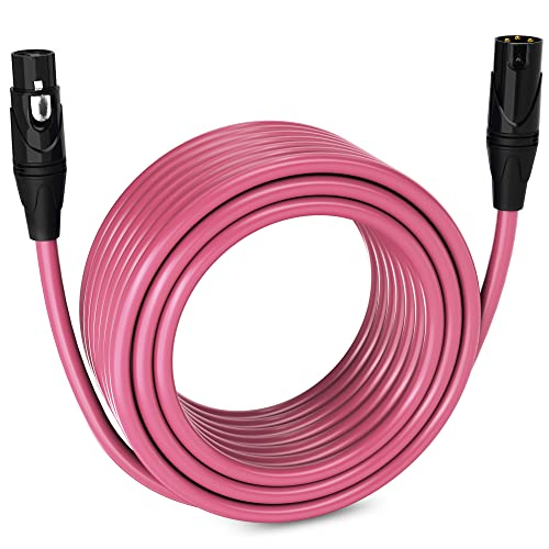 LyxPro 10 Feet XLR Microphone Cable Balanced Male to Female 3 Pin Mic Cord for Powered Speakers Audio Interface Professional Pro Audio Performance and Recording Devices   Pink
