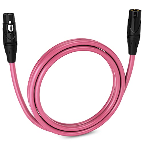 LyxPro 10 Feet XLR Microphone Cable Balanced Male to Female 3 Pin Mic Cord for Powered Speakers Audio Interface Professional Pro Audio Performance and Recording Devices   Pink