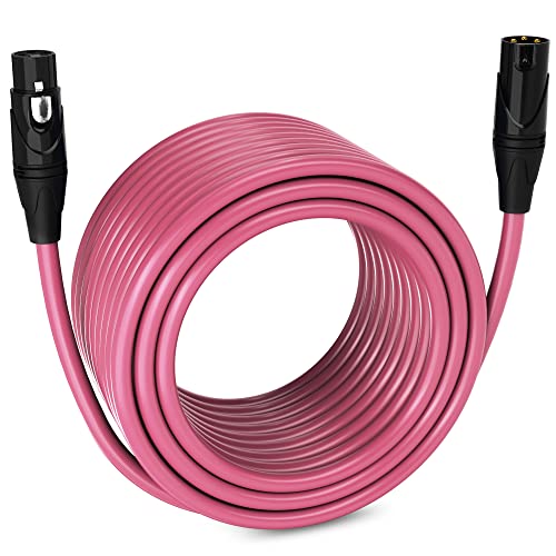 LyxPro 10 Feet XLR Microphone Cable Balanced Male to Female 3 Pin Mic Cord for Powered Speakers Audio Interface Professional Pro Audio Performance and Recording Devices   Pink