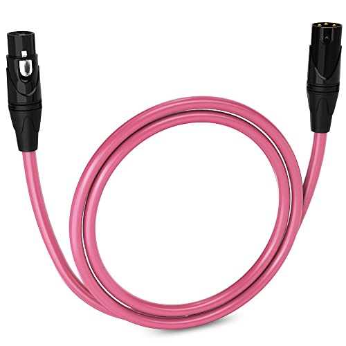 LyxPro 10 Feet XLR Microphone Cable Balanced Male to Female 3 Pin Mic Cord for Powered Speakers Audio Interface Professional Pro Audio Performance and Recording Devices   Pink