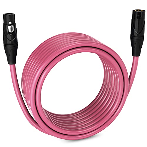 LyxPro 10 Feet XLR Microphone Cable Balanced Male to Female 3 Pin Mic Cord for Powered Speakers Audio Interface Professional Pro Audio Performance and Recording Devices   Pink