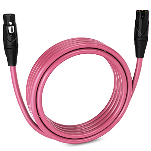 LyxPro 10 Feet XLR Microphone Cable Balanced Male to Female 3 Pin Mic Cord for Powered Speakers Audio Interface Professional Pro Audio Performance and Recording Devices   Pink