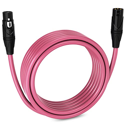 LyxPro 10 Feet XLR Microphone Cable Balanced Male to Female 3 Pin Mic Cord for Powered Speakers Audio Interface Professional Pro Audio Performance and Recording Devices   Pink