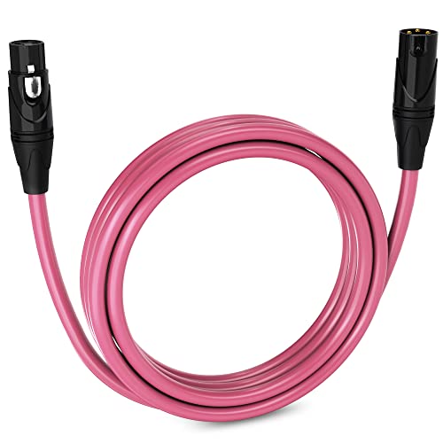 LyxPro 10 Feet XLR Microphone Cable Balanced Male to Female 3 Pin Mic Cord for Powered Speakers Audio Interface Professional Pro Audio Performance and Recording Devices   Pink