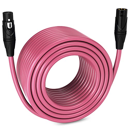 LyxPro 10 Feet XLR Microphone Cable Balanced Male to Female 3 Pin Mic Cord for Powered Speakers Audio Interface Professional Pro Audio Performance and Recording Devices   Pink