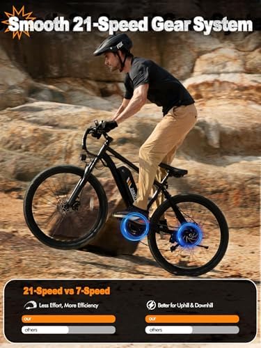 M200 Electric Bike for Adults   21 Speed Gear 27 5 Mountain E Bike  1200W Peak Brushless Motor 28MPH  48V 10 4Ah&13Ah Removable Battery  Up to 55 65 Miles Range  Step Over Commuter E MTB  NFC Unlock