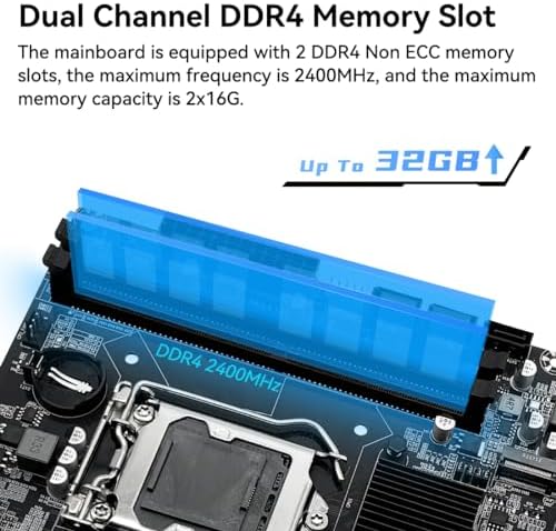 MACHINIST H110 LGA 1151 Motherboard for Intel Core 6th 7th i3/i5/i7  Pentium  Celeron Series CPUs  DDR4  NVME/SATA M 2  PCIe 2 0  SATA 6Gb/s 