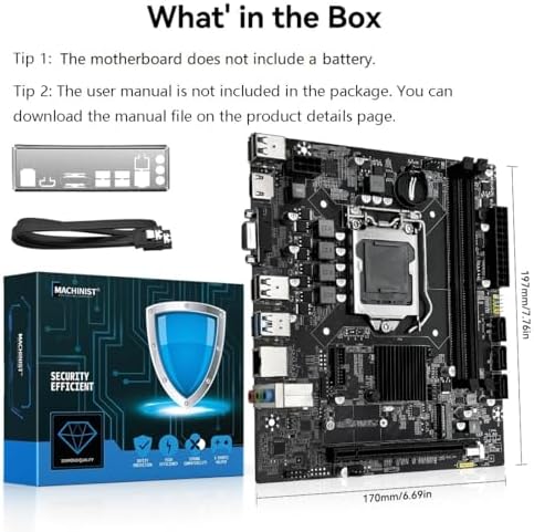 MACHINIST H110 LGA 1151 Motherboard for Intel Core 6th 7th i3/i5/i7  Pentium  Celeron Series CPUs  DDR4  NVME/SATA M 2  PCIe 2 0  SATA 6Gb/s 