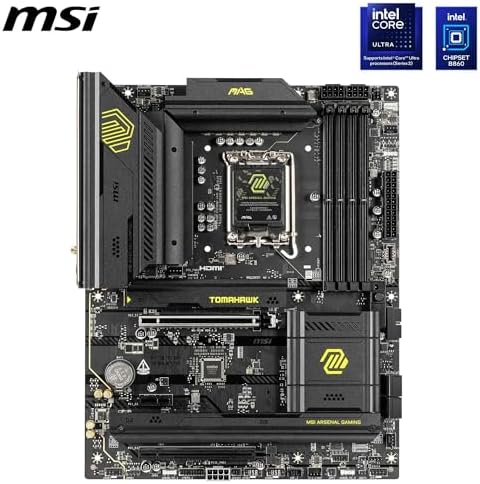 MAG B860 Tomahawk WiFi Motherboard  ATX   Supports Intel Core Ultra Processors  Series 2   LGA 1851   DDR5 Memory Boost 9200  MT/s OC  1 x PCIe 5 0 x16  1 x M 2 Gen5  5G LAN  Wi Fi 7