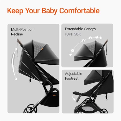 MAMAZING Ultra Air Lightweight Baby Travel Stroller with Carbon Fiber Frame  Compact & Airplane Friendly  One Handed Fold  11 6 lbs  Perfect for Toddlers  Jet
