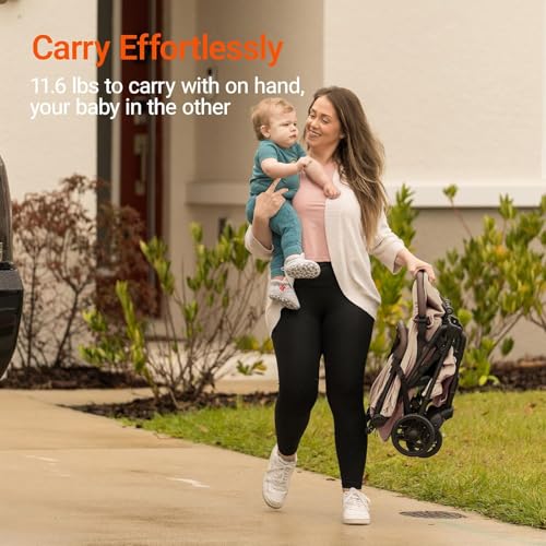 MAMAZING Ultra Air Lightweight Baby Travel Stroller with Carbon Fiber Frame  Compact & Airplane Friendly  One Handed Fold  11 6 lbs  Perfect for Toddlers  Simply Taupe