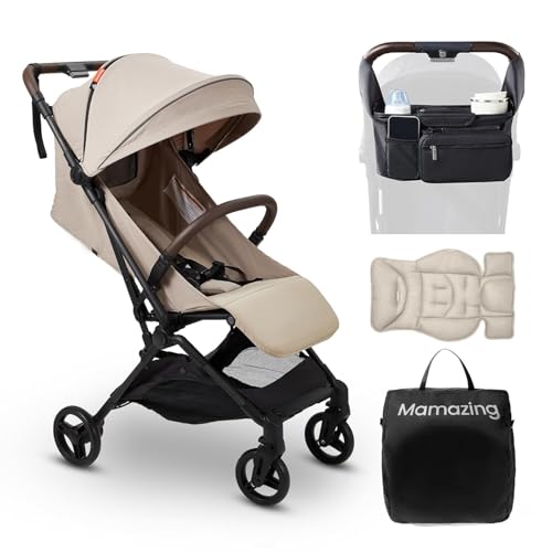 MAMAZING Ultra Air Lightweight Baby Travel Stroller with Carbon Fiber Frame  Compact & Airplane Friendly  One Handed Fold  11 6 lbs  Perfect for Toddlers  Simply Taupe