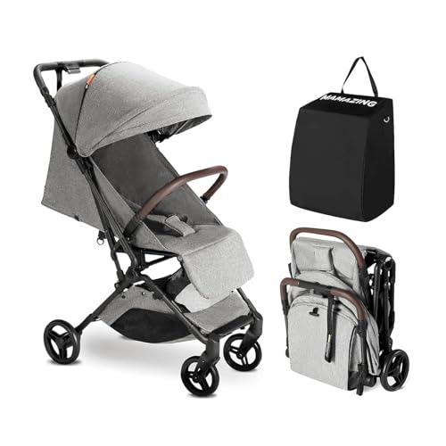 MAMAZING Ultra Air Lightweight Baby Travel Stroller with Carbon Fiber Frame  Compact & Airplane Friendly  One Handed Fold  11 6 lbs  Perfect for Toddlers  Simply Taupe