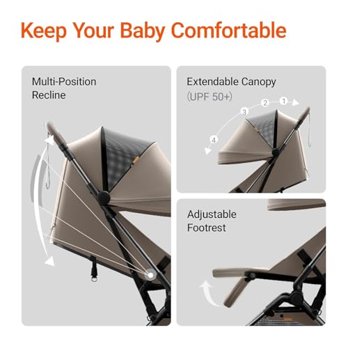 MAMAZING Ultra Air Lightweight Baby Travel Stroller with Carbon Fiber Frame  Compact & Airplane Friendly  One Handed Fold  11 6 lbs  Perfect for Toddlers  Simply Taupe