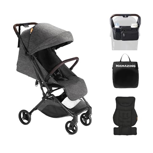 MAMAZING Ultra Air Lightweight Baby Travel Stroller with Carbon Fiber Frame  Compact & Airplane Friendly  One Handed Fold  11 6 lbs  Perfect for Toddlers  Simply Taupe