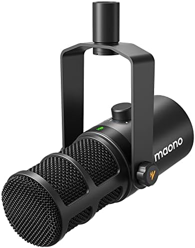 MAONO Dynamic Microphone  USB/XLR Podcast PC Microphone with Software  EQ Tap to Mute  Headphone Jack  Gain Knob & Volume Control  Studio Mic for Broadcast  Recording  Streaming & Gaming  PD400X