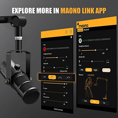 MAONO Dynamic Microphone  USB/XLR Podcast PC Microphone with Software  EQ Tap to Mute  Headphone Jack  Gain Knob & Volume Control  Studio Mic for Broadcast  Recording  Streaming & Gaming  PD400X