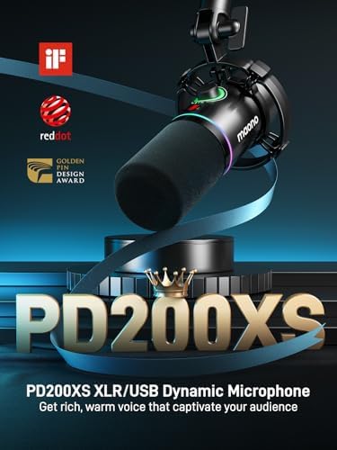 MAONO Gaming Streaming Equipment Bundle  Audio Interface Mixer XLR Dynamic Mic Studio Headphone RGB Noise Reduction Live Streaming Podcasting MaonoCaster PD200XS&G1 NEO&MH601
