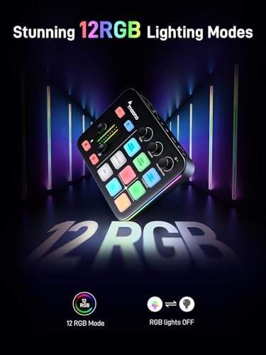 MAONO Gaming Streaming Equipment Bundle  Audio Interface Mixer XLR Dynamic Mic Studio Headphone RGB Noise Reduction Live Streaming Podcasting MaonoCaster PD200XS&G1 NEO&MH601