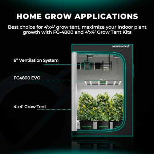 MARS HYDRO FC4800 Samsung LM301H EVO Bar LED Grow Light 4x4  1296 Diodes  with Smart Controller  480W Full Spectrum Foldable Dimmable Daisy Chain Commercial Growing Lights for Indoor Plants