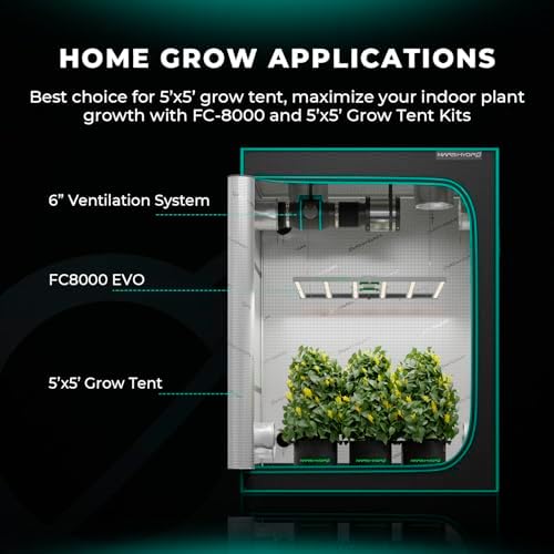 MARS HYDRO FC4800 Samsung LM301H EVO Bar LED Grow Light 4x4  1296 Diodes  with Smart Controller  480W Full Spectrum Foldable Dimmable Daisy Chain Commercial Growing Lights for Indoor Plants