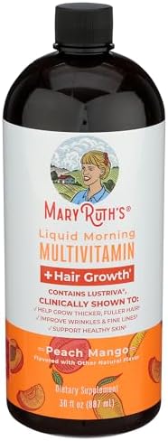 MARYRUTHS Liquid Multivitamin Hair Growth   Clinically Tested for Thicker Hair & Facial Wrinkles in Women   Biotin 10000mcg   Lustriva Hair Growth Supplement   Skin Care   Age 18    30 Fl Oz