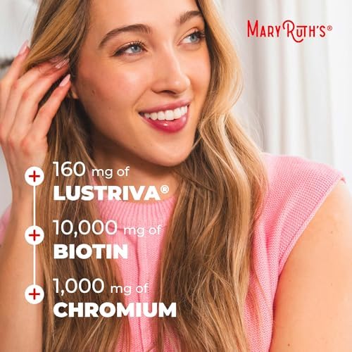 MARYRUTHS Liquid Multivitamin Hair Growth   Clinically Tested for Thicker Hair & Facial Wrinkles in Women   Biotin 10000mcg   Lustriva Hair Growth Supplement   Skin Care   Age 18    30 Fl Oz