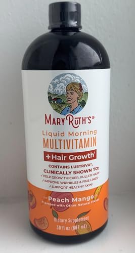 MARYRUTHS Liquid Multivitamin Hair Growth   Clinically Tested for Thicker Hair & Facial Wrinkles in Women   Biotin 10000mcg   Lustriva Hair Growth Supplement   Skin Care   Age 18    30 Fl Oz