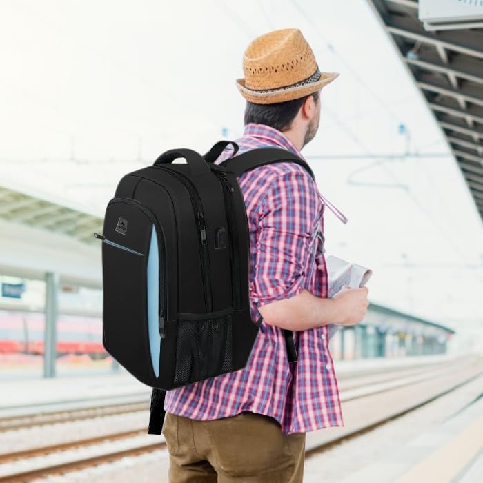 MATEIN Business Laptop Backpack  15 6 Inch Travel Laptop Bag Rucksack with USB Charging Port  Water Resistant Bag Daypack for Work College Computer Men Women Backpack  Black