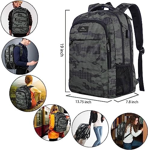 MATEIN Business Laptop Backpack  15 6 Inch Travel Laptop Bag Rucksack with USB Charging Port  Water Resistant Bag Daypack for Work College Computer Men Women Backpack  Black