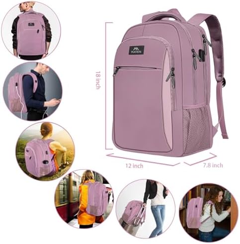 MATEIN Business Laptop Backpack  15 6 Inch Travel Laptop Bag Rucksack with USB Charging Port  Water Resistant Bag Daypack for Work College Computer Men Women Backpack  Black