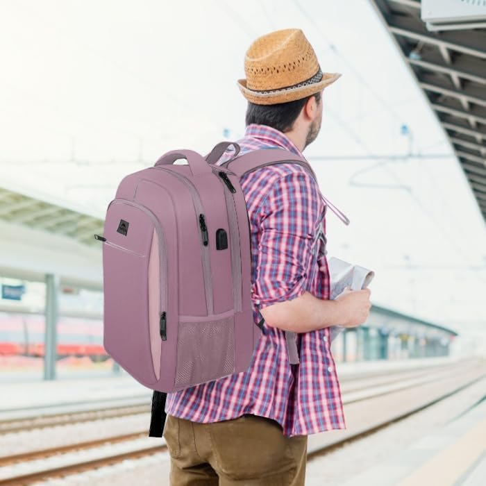 MATEIN Business Laptop Backpack  15 6 Inch Travel Laptop Bag Rucksack with USB Charging Port  Water Resistant Bag Daypack for Work College Computer Men Women Backpack  Black