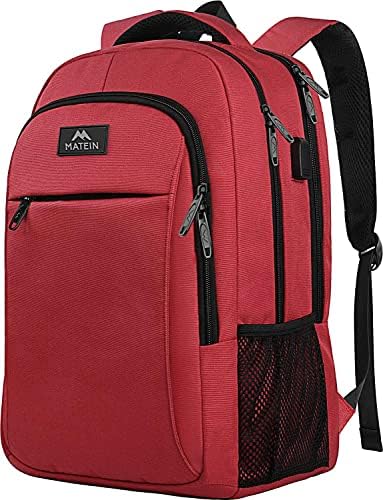 MATEIN Business Laptop Backpack  15 6 Inch Travel Laptop Bag Rucksack with USB Charging Port  Water Resistant Bag Daypack for Work College Computer Men Women Backpack  Black